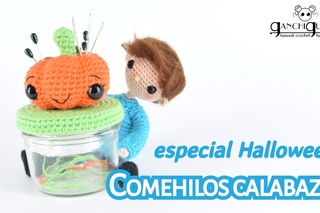 Calabaza de ganchillo para Halloween - Alfiletero y “comehilos“