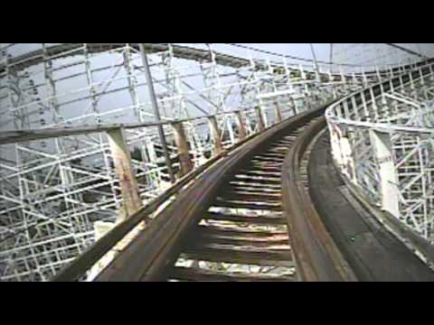 White Cyclone Wooden Roller Coaster Front Seat POV Onride Nagashima Spaland