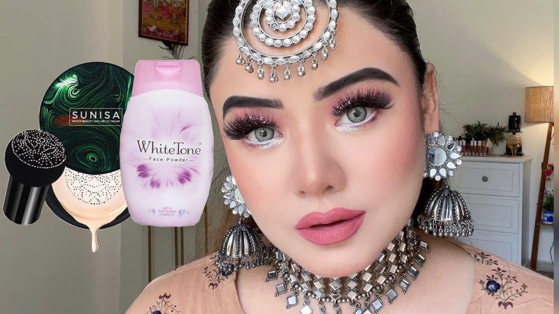 क स ट इप क नवर त र म कअप कर using SUNISA CC CREAM and WHITE TONE POWDER,