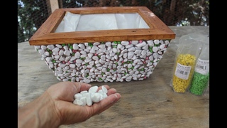 DIY Blumenkasten aus Holz mit Steinen dekoriert /Flower pot, handmade   / Ta saks