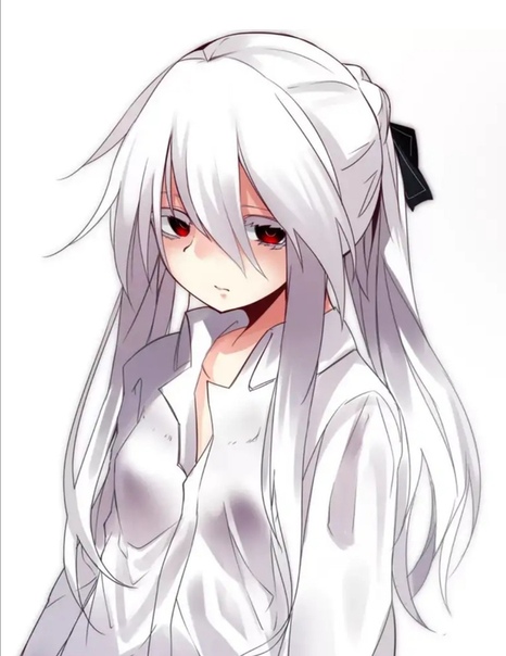 Cute white haired anime girl