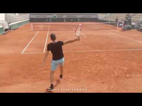 Roland Garros 2019 : Dominic Thiem brutal practice ( Court Level