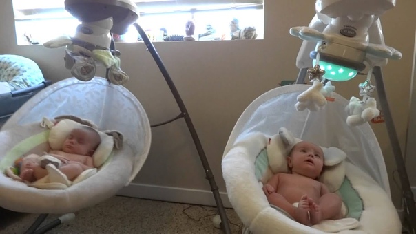 Snugabunny and My Little Lamb Cradle n Swing 3 Month Old Twins Wyatt and