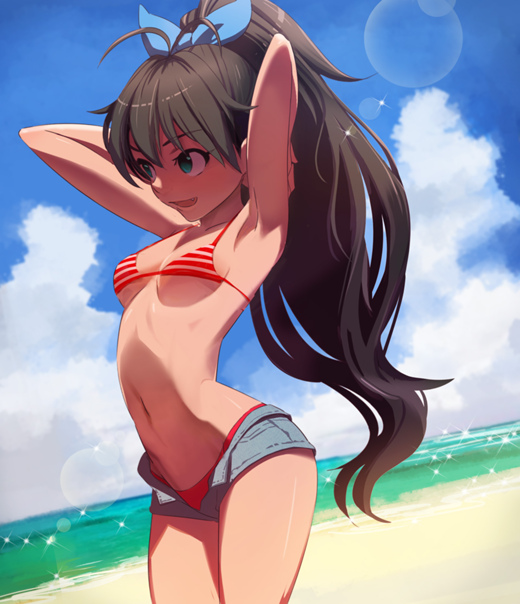 Anime outdoor wanking bikini