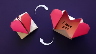 Валентинка из бумаги  Оригами конверт с сердечком своими руками  Origami Heart For Valentine's Day