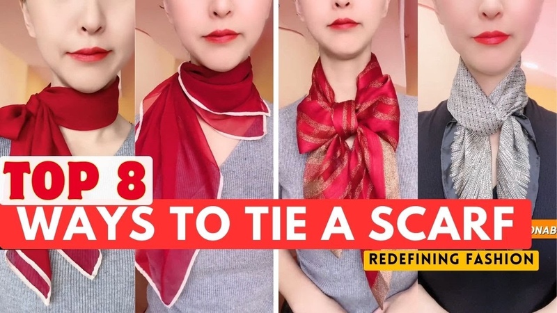Top 8 Fashion Scarf Tie Methods, Tie A Headscarf, Gilrs Necktie Part 72, scarftie,