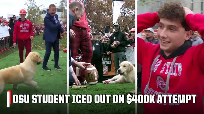 Peter iced OSU students 400k kick attempt during Pat Mc Afees Kicking Contest , College Game