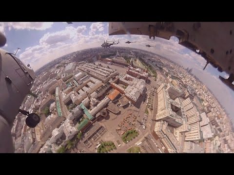 360 helicopter panorama: Bird s eye view of Moscow s Red